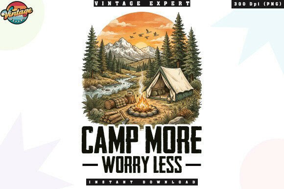 Download Camp More Worry Less PNG T-shirt Design - Design Collection
