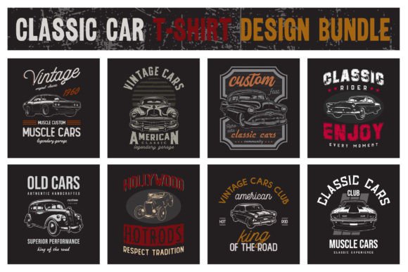 Download Old Classic Cars T-shirt Designs Bundle - Design Collection