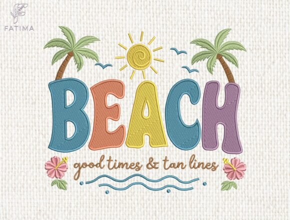 Download Beach Summer Embroidery Design - Design Collection