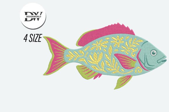 Download Preppy Fish Embroidery Design - Design Collection