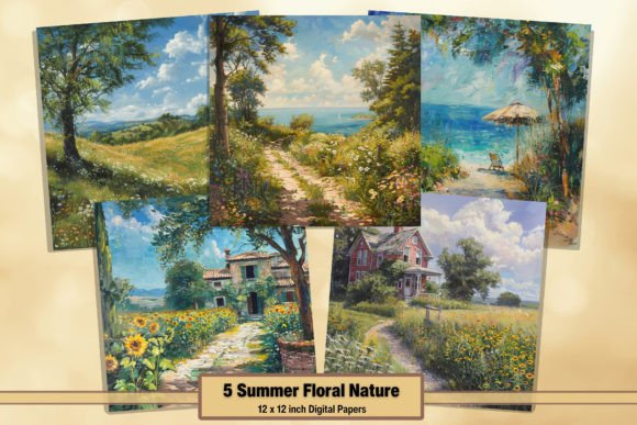 Download Summer Nature Digital Papers Pack 51 - Nature Collection