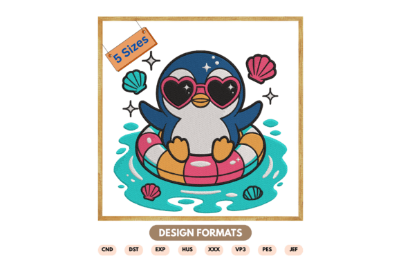 Download Cute Penguin Summer Embroidery Design - Design Collection