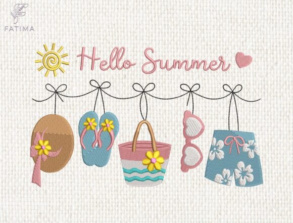Download Hello Summer Embroidery Design - Design Collection