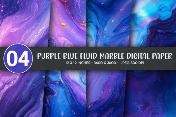 Download Purple Blue Fluid Marble Digital Paper - Fluid Collection